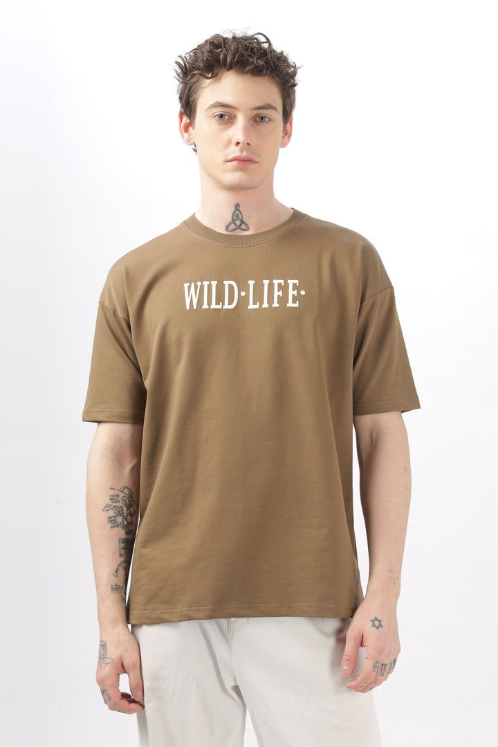 Wild Life Printed Khaki T-Shirt Ilyzly