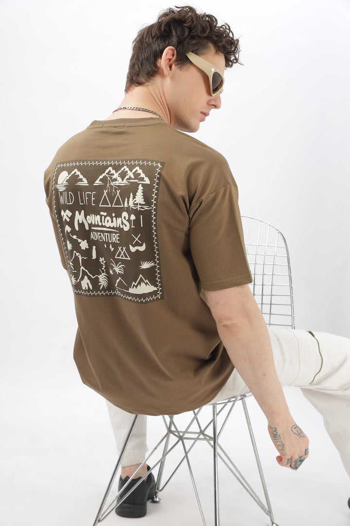 Wild Life Printed Khaki T-Shirt Ilyzly