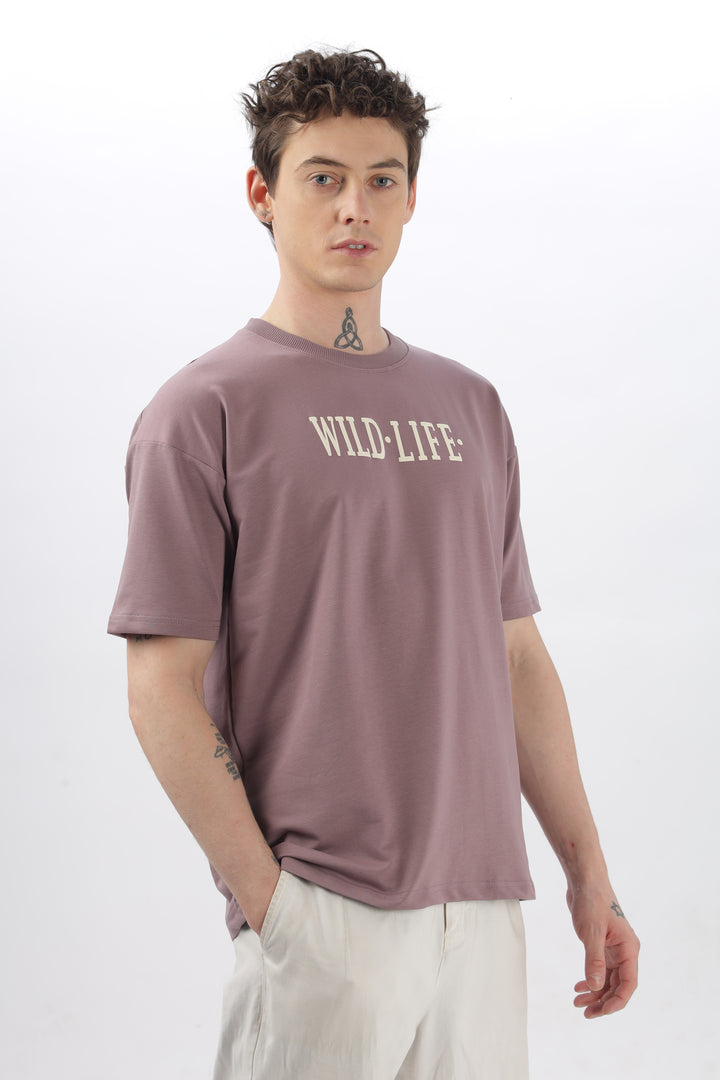 Wild Life Printed Purple T-Shirt Ilyzly