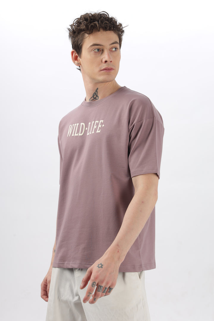 Wild Life Printed Purple T-Shirt Ilyzly