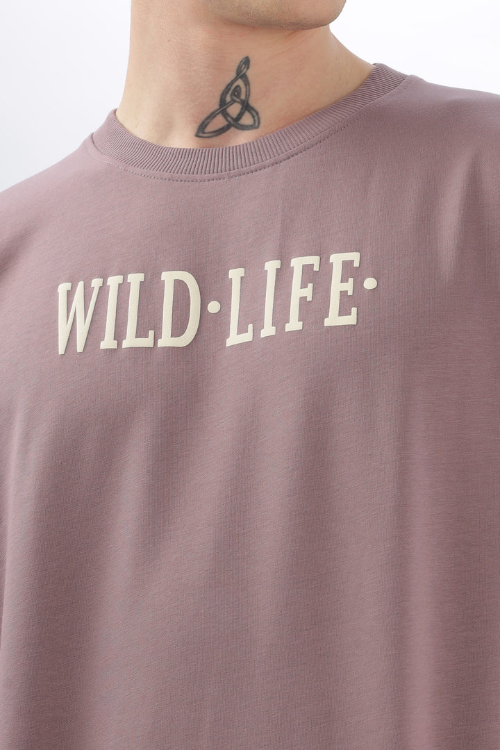 Wild Life Printed Purple T-Shirt Ilyzly