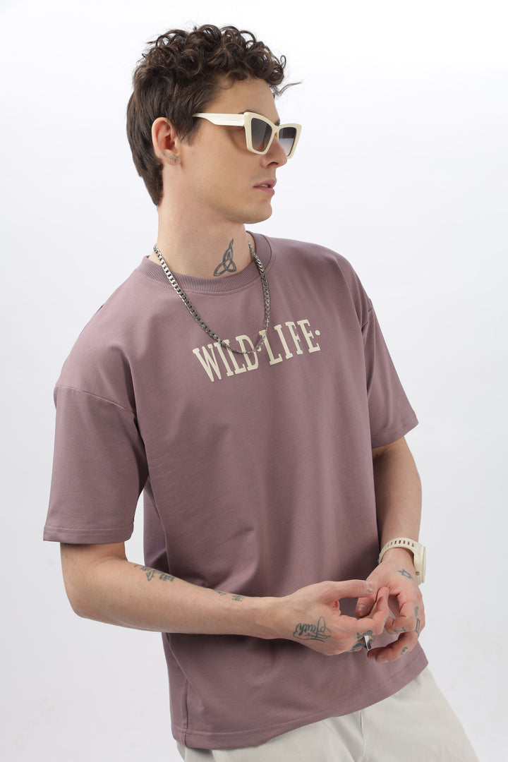 Wild Life Printed Purple T-Shirt Ilyzly