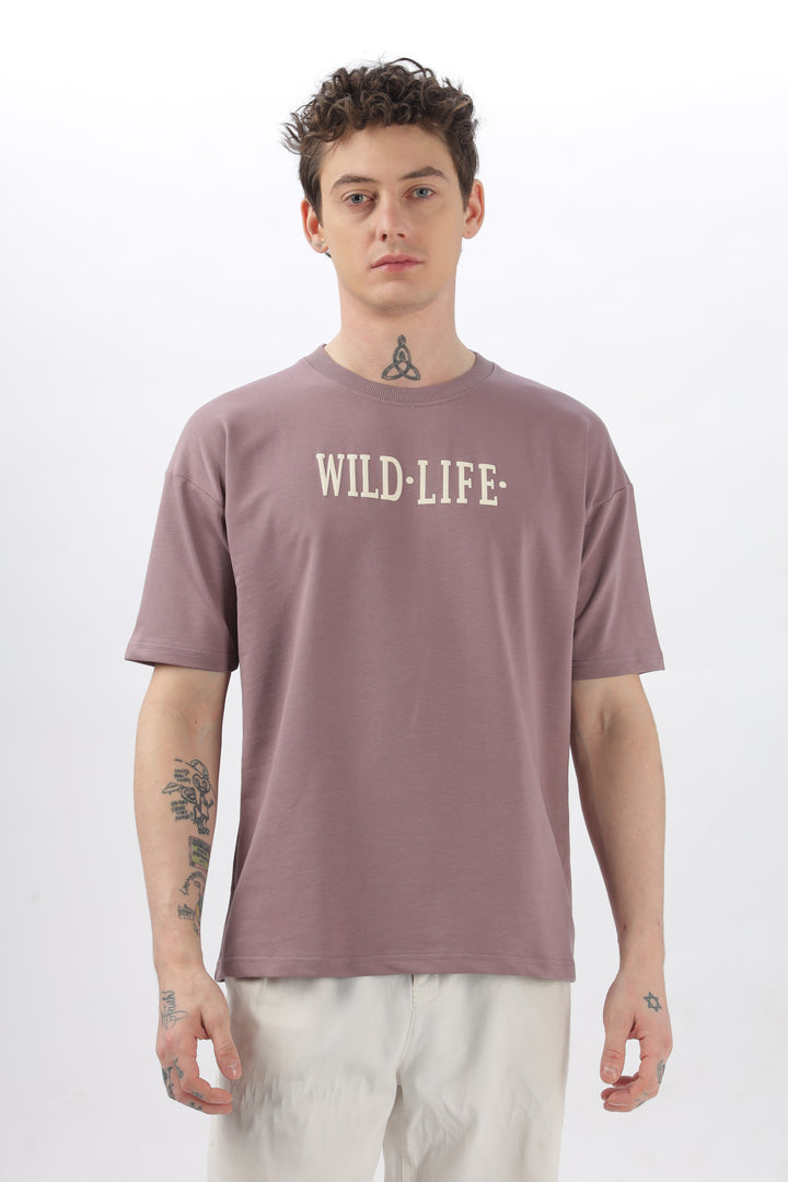 Wild Life Printed Purple T-Shirt Ilyzly