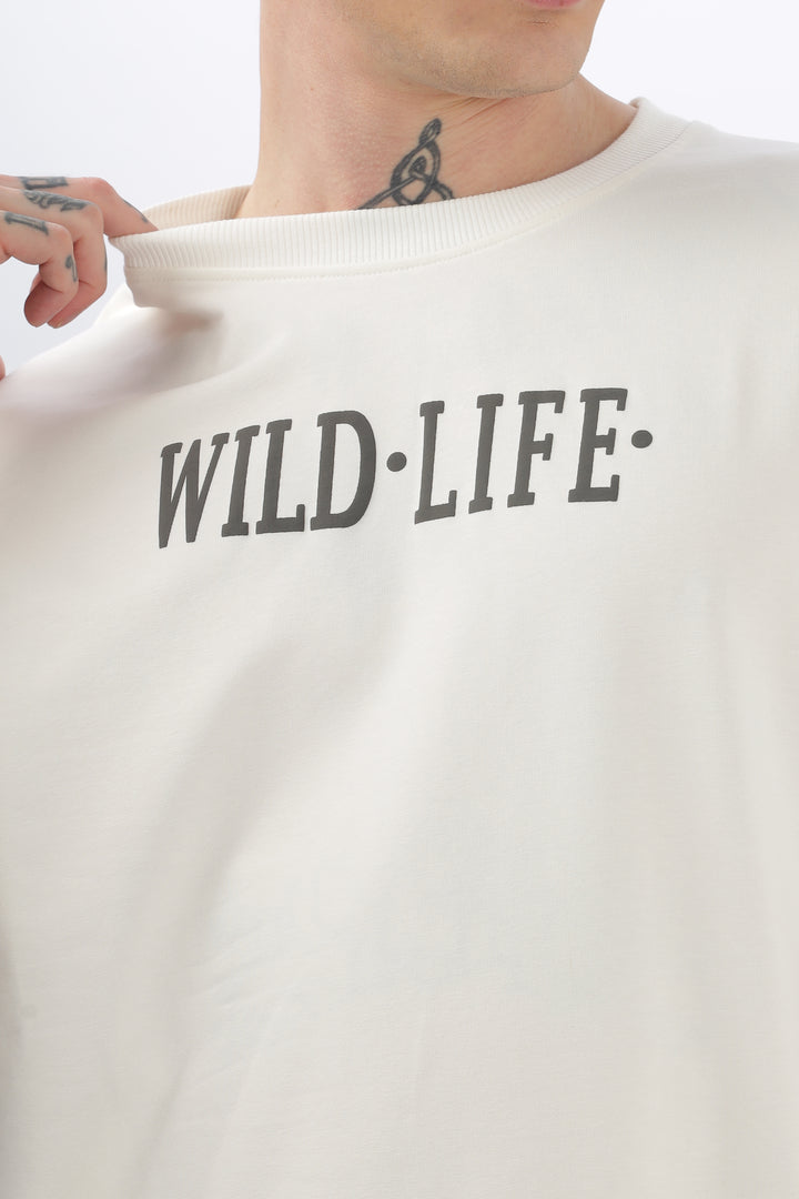 Wild Life Printed White T-Shirt Ilyzly