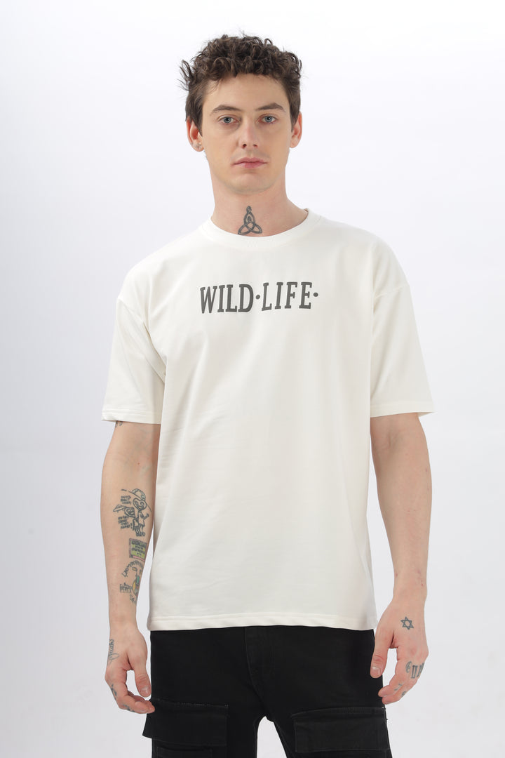 Wild Life Printed White T-Shirt Ilyzly