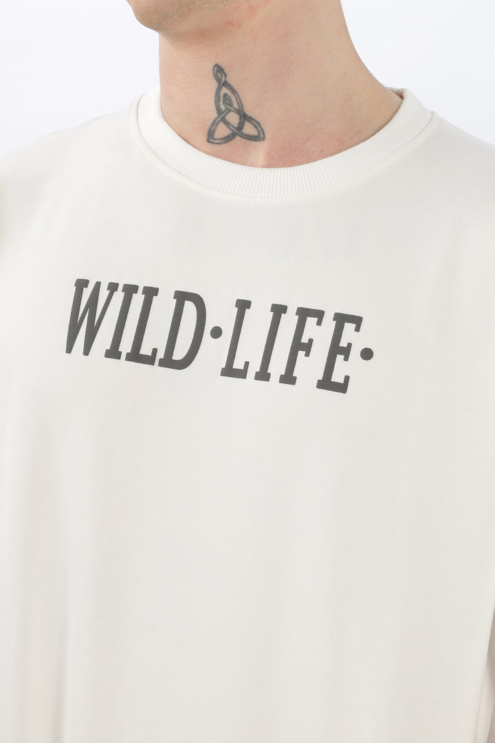 Wild Life Printed White T-Shirt Ilyzly