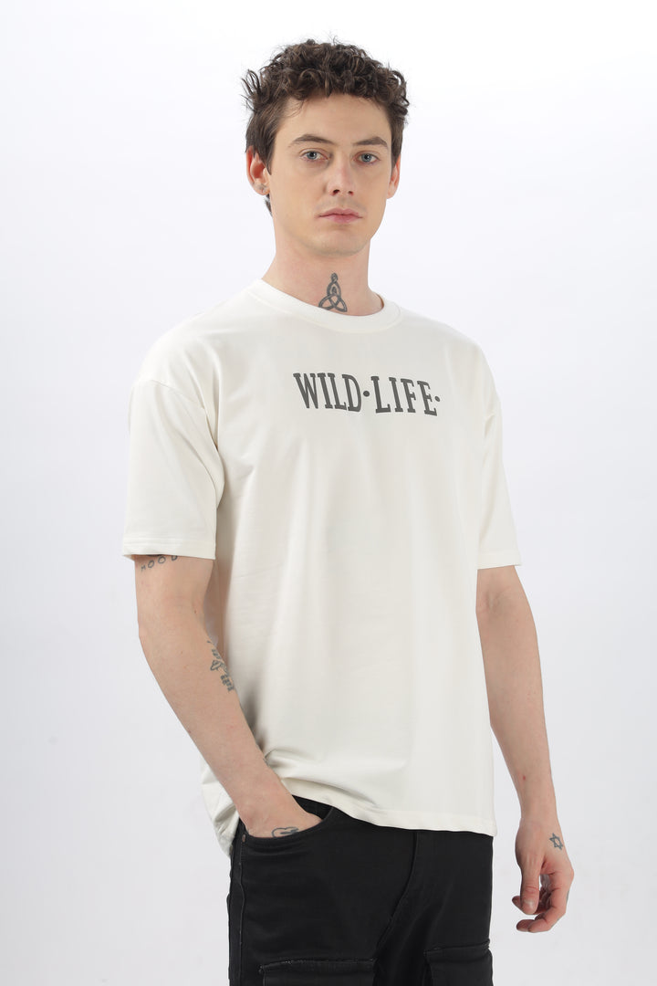 Wild Life Printed White T-Shirt Ilyzly