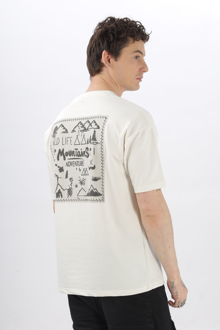 Wild Life Printed White T-Shirt Ilyzly