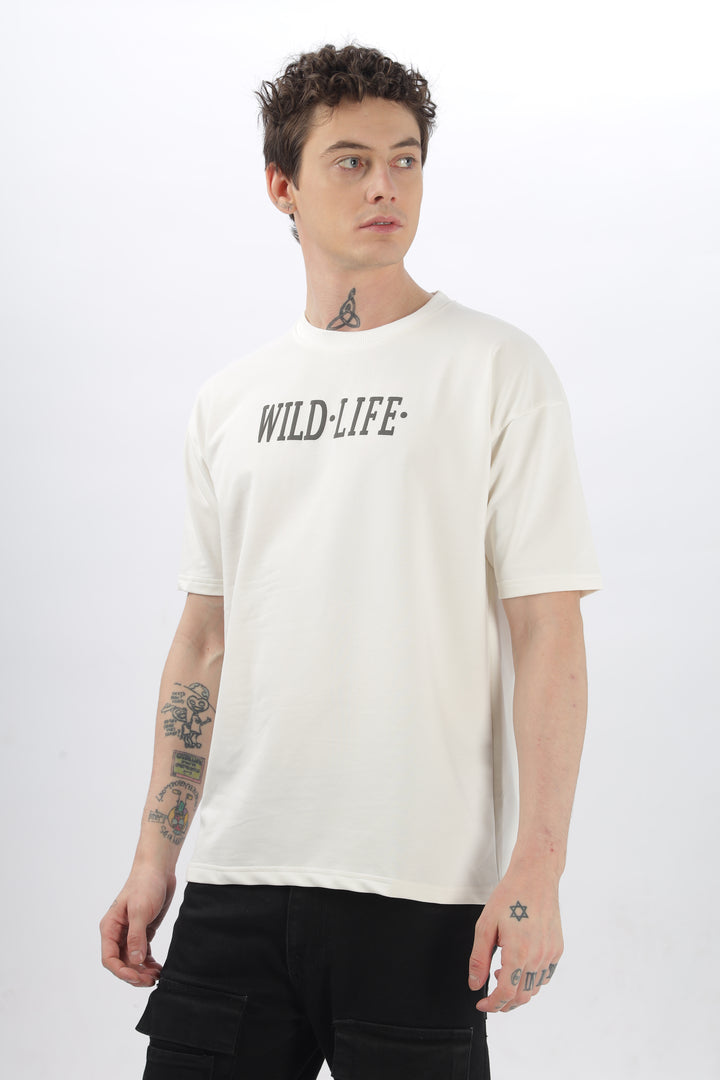 Wild Life Printed White T-Shirt Ilyzly