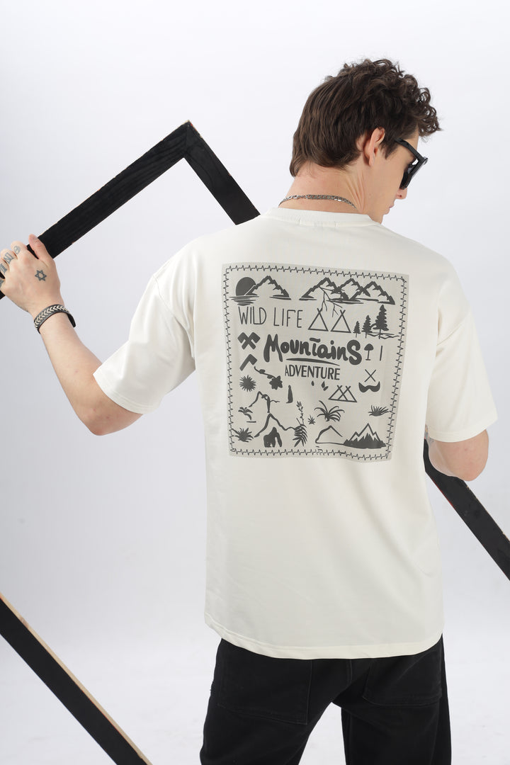 Wild Life Printed White T-Shirt Ilyzly