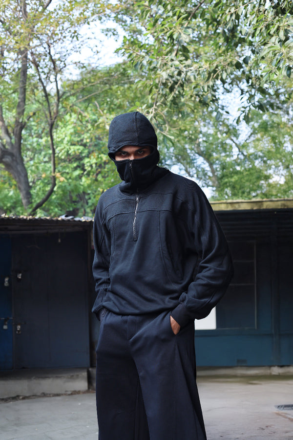 Black Zipper Winter Hoodie