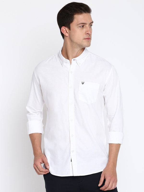 White Linen Long Sleeve Shirt For Men